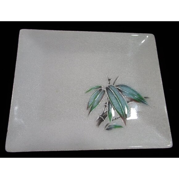 Bamboo On White Tutanka Japanese Musen Shippō Wireless Cloisonne Over Copper GUC - Picture 1 of 13